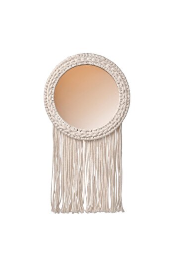 IKEA ENERGISKOG Decorative Mirror, with Fringes/Beige Copper-Colour