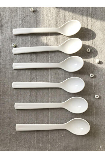 Ranüş Home Set of 6 White Jam, Honey and Spice Spoons - (Food Grade Plastic Spoons)