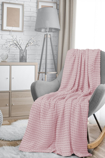 TeksNil Home | 100% Cotton Waffle Pattern Single Pink Bedspread | Bedspread | 160x230 | Multi-Purpose Cover