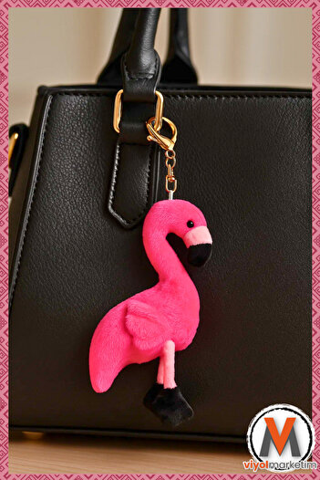 viyolmarketim Plush Flamingo Keychain 15 cm - Cute Bag Ornament and Keychain