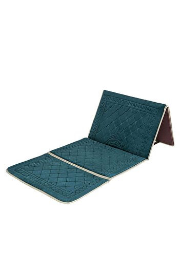 ROSHAN Padded Prayer Rug with Foldable Backrest 2-in-1 Soft 110cm x 55cm