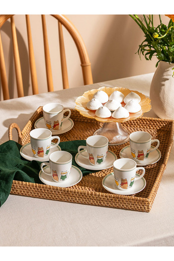 LC Waikiki Winter Collection Printed Porcelain Stylish Design Coffee Cup Set for 6 People 90 ml City
