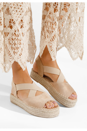 B T Shoes Béžové sandály espadrilky Nola