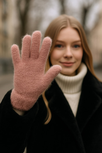 ZERAMİNE Plush Long Finger Women's Gloves