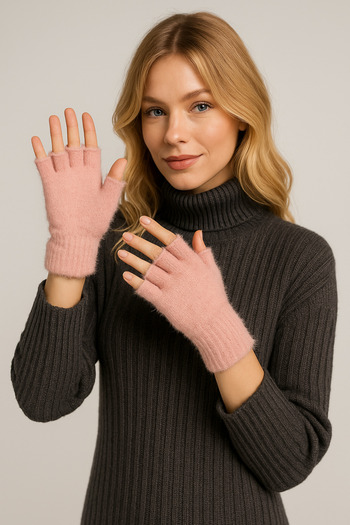 ZERAMİNE Plush Cut Finger Gloves