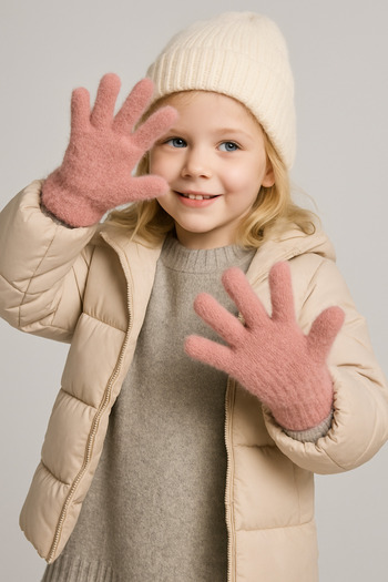 ZERAMİNE Plush Children's Gloves 4-9 Years Old