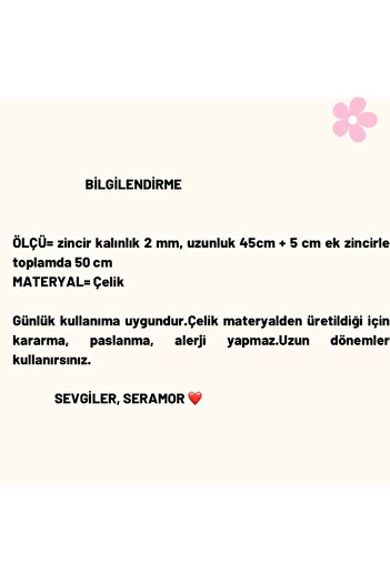 SERAMOR Geçmeli çubuk tasarım kararmaz çelik kolye