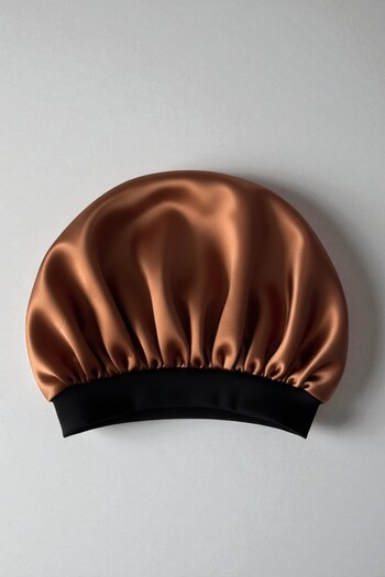 pistore Satin Hair Bonnet for Curly and Wavy Hair Copper Colored |   Prevents Hair Breakage