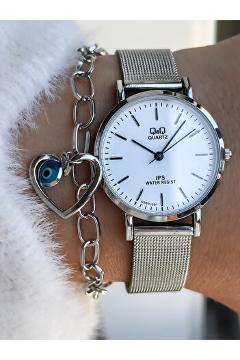 Q&Q Brand Wicker Cord Simple Stylish Model Silver Color Women's Wristwatch Bracelet