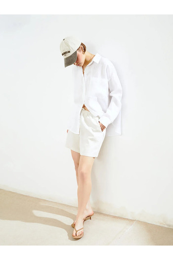 LC Waikiki Elastic Waist Linen Blended Women's Shorts