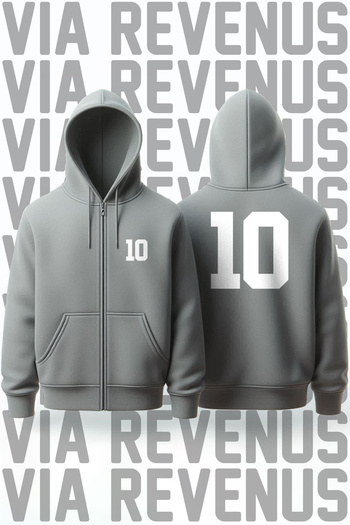 Vordevia Number 10 Front and Back Printed Unisex Zippered Hooded Sweatshirt Cardigan