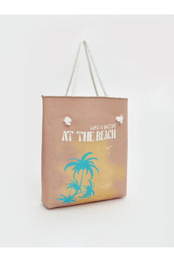 LC Waikiki Women's Beach Bag with Straw String