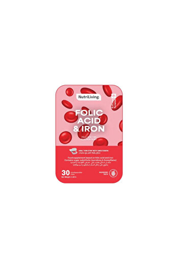 NutriLiving Nutri-Living Folic Acid & Iron Orally Dispersible Supplement - 30 Tablets