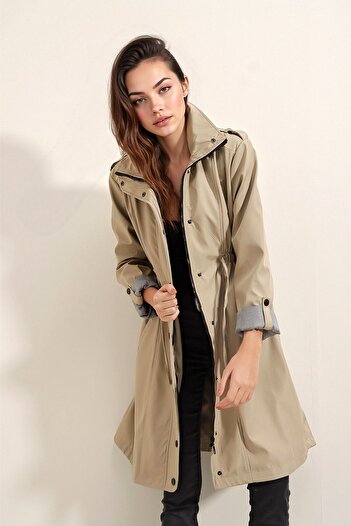 Hiccup Bdart Long Shawl Collar Buttoned Trench Coat