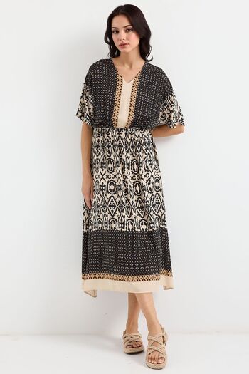 Hiccup Bdart V-Neck Lined Patterned Midi Dress