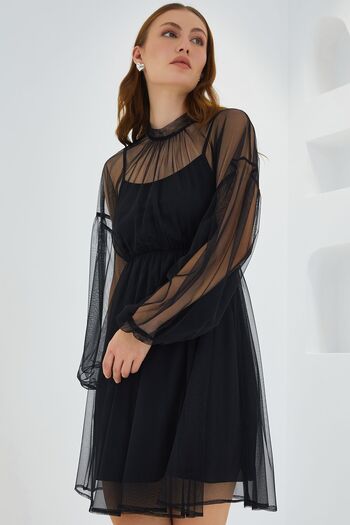 Hiccup Bdart Short Tulle Dress Circle Neckline