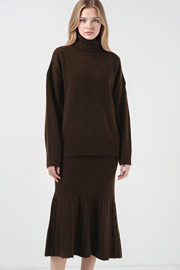 Hiccup Bdart Ribbed High Neck Knitwear Set