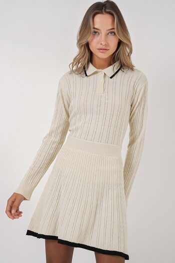 Hiccup Bdart Polo Neck Textured Knitted Co-Ord Set