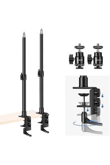 NEEWER Camera Desk Mount with C Clamp, 2 Pack 13.8"-23.6" Adjustable Desktop Light Stands with 1/4"