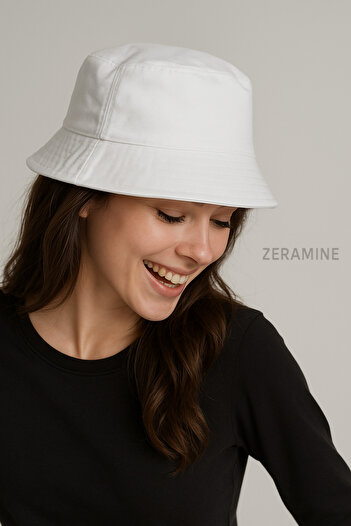 ZERAMİNE Bucket Bermuda Unisex Hat White