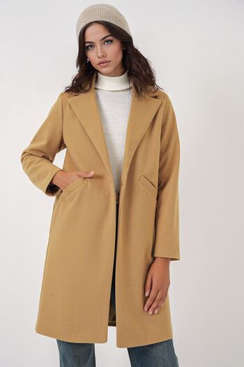 Hiccup Bdart Shawl Collar Herringbone Wool Blend Coat