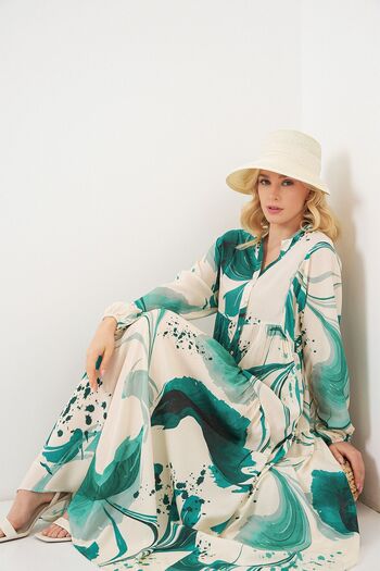 Hiccup Bdart Buttoned V-Neck Floral Print Maxi Dress
