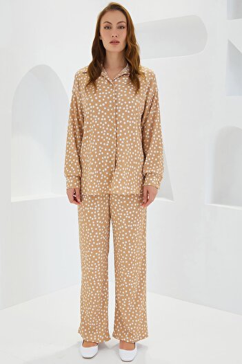Hiccup Bdart Buttoned Collar Textured Detailed Long Sleeve Knitwear Set