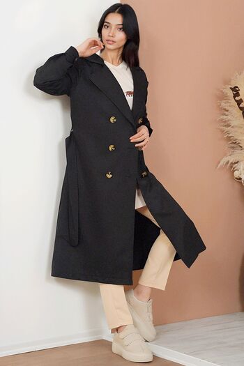 Hiccup Bdart Button Closure Long Trench Coat
