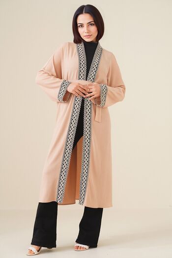Hiccup Bdart Shawl Collar Embroidered Long Kimono