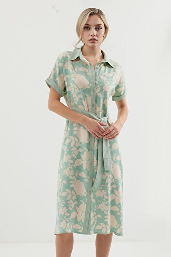 Hiccup Bdart Floral Midi Dress with Belt