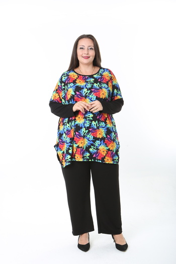 XL Modam Women's Lycra Wool Viscose Front Patterned Plus Size Tunic