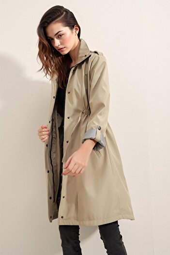 Hiccup Bdart Long Shawl Collar Buttoned Trench Coat