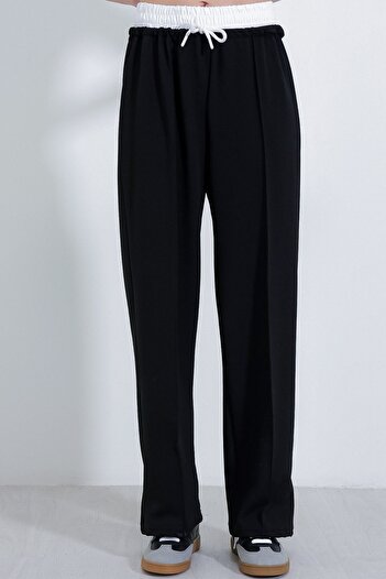 Hiccup Bdart Textured Short Waist Wide Leg Jogger Pants