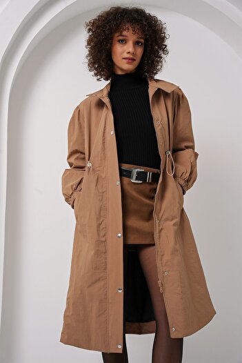 Hiccup Bdart Long Lined Trench Coat, Low Collar