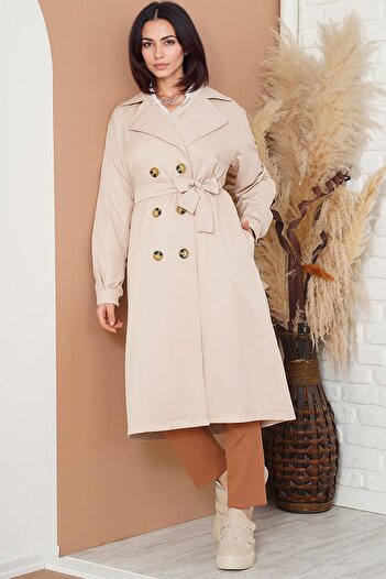 Hiccup Bdart Button Closure Long Trench Coat