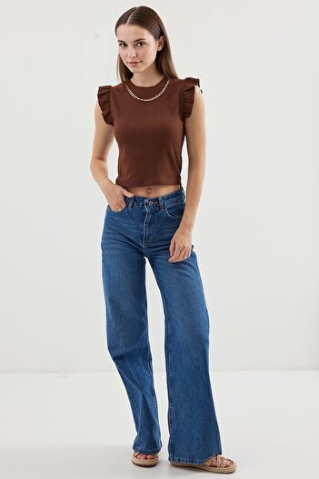 Hiccup Bdart Embroidered Textured Round Neck Blouse