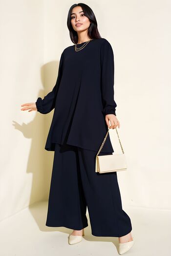 Hiccup Bdart Textured Long Sleeve Tunic and Wide Leg Pants Set