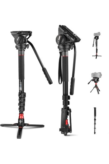 NEEWER Professional Camera Monopod with Feet, 70.5"/179cm Telescopic Portable Aluminum Travel Monopo