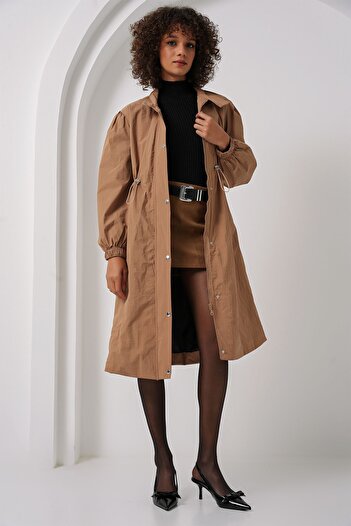Hiccup Bdart Long Lined Trench Coat, Low Collar