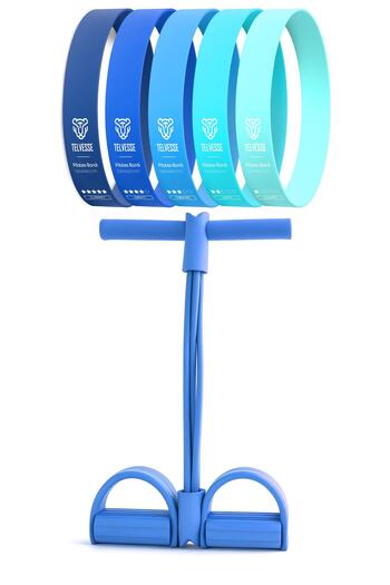 Telvesse 6LI SET Body Trimmer + Pilates Lastiği Seti Mekik Kürek Çekme Spor Kondisyon Egzersiz Aleti Mavi
