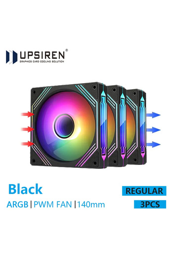 choice2 مروحة هيكل الكمبيوتر A-RGB Other BK REGULAR 3 قطع UPSIREN PF-14 PRISM 4PRO مقاس 140 مم ARGB 4 Pin PWM هادئة