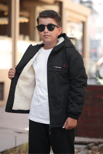Boymen Children's Thick Waterproof Hooded Children's Coat with Fur Inside Premium Coat