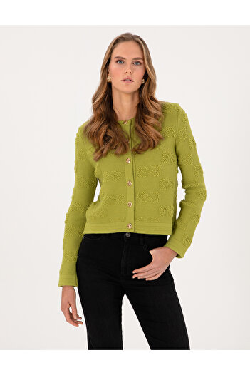 Pierre Cardin Yesil Slim Fit Knitwear Cardigan 50310960-Vr257
