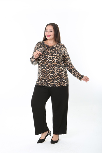 XL Modam Women's Wool Viscose Lycra Patterned Plus Size Tunic