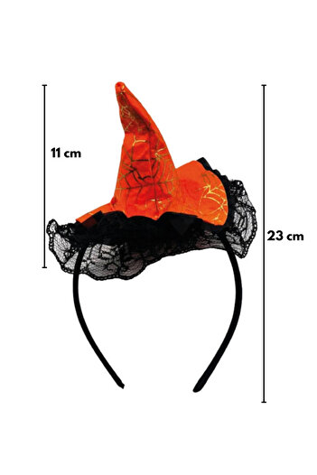 Le Mabelle Halloween Girl's Crown with Orange Witch Hat Figure
