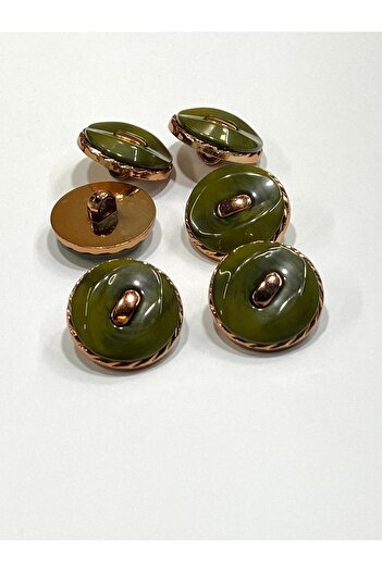 karantuhafiye Copper Floor Metallic Shiny Plastic Button / 2.7 cm / 6 Pieces / M03104 / Green