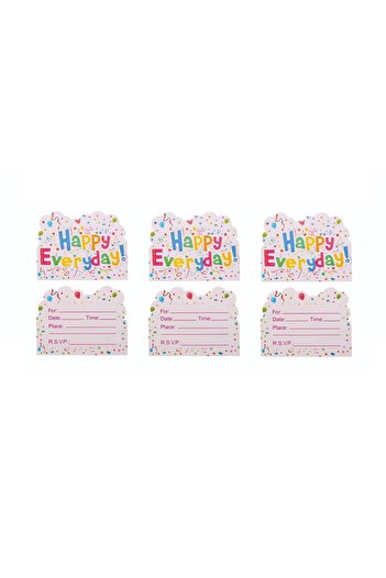 Flippy Set 10 Invitations for Party, Flippy, Model Happy Everyday, 17 x 12 cm, Multicolor