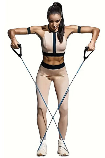 Delta Exercise Resistance Band 120 cm Tube with Handles Light Blue - Pilates, Fitness Aerobics Sports Rubber