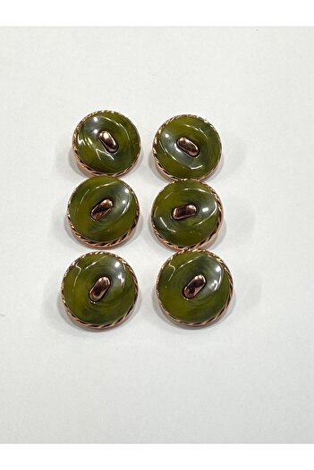karantuhafiye Copper Floor Metallic Shiny Plastic Button / 2.7 cm / 6 Pieces / M03104 / Green