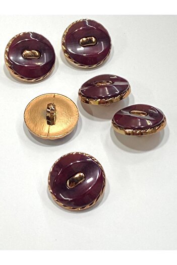 karantuhafiye Copper Floor Metallic Shiny Plastic Button / 2.7 cm / 6 Pieces / M03104 / Burgundy